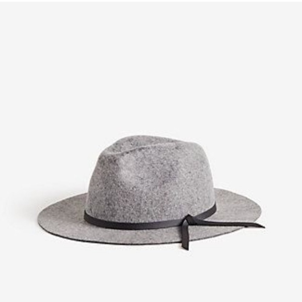Ann Taylor Leather Tie Wool Fedora Gray